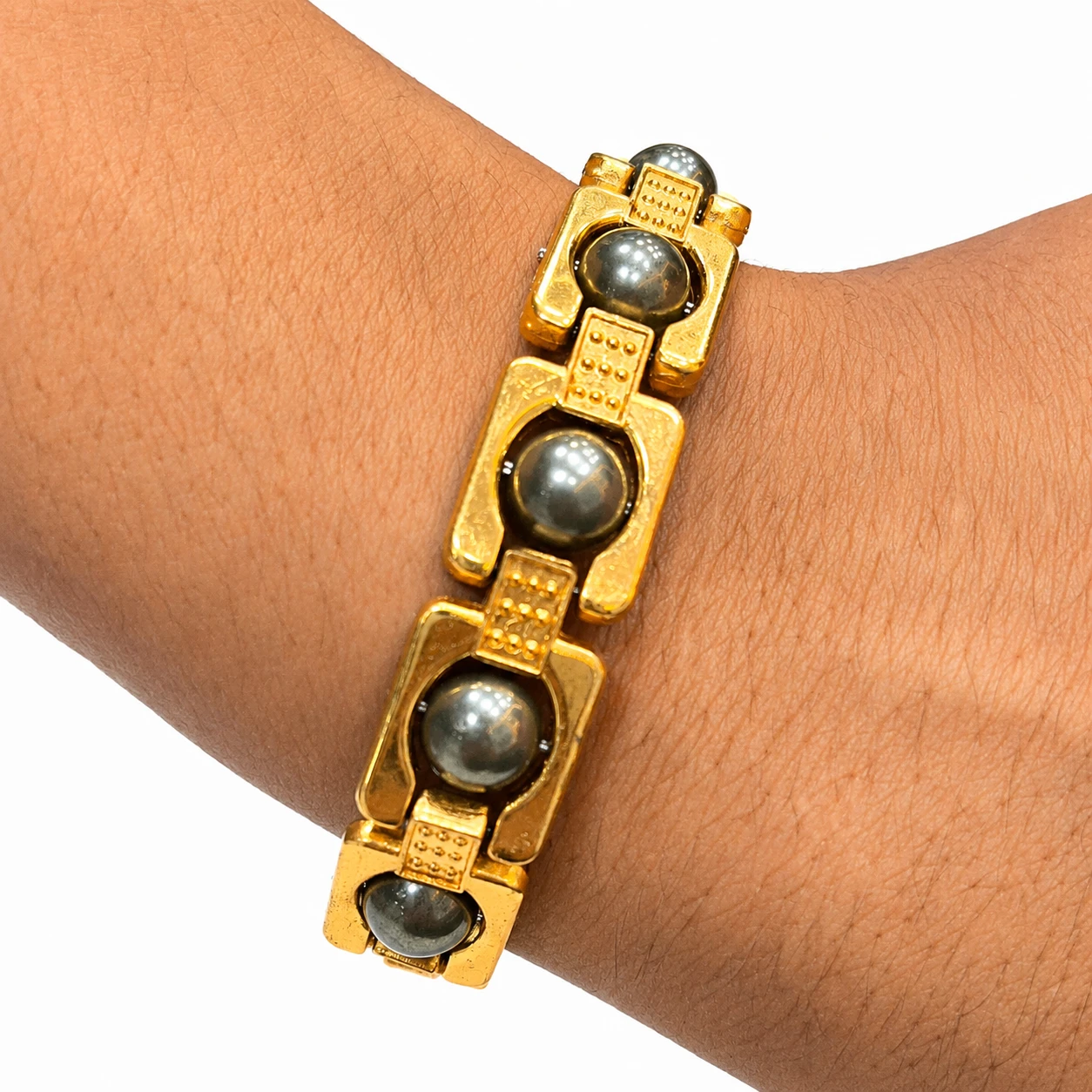 Pyrite Gold metal bracelet