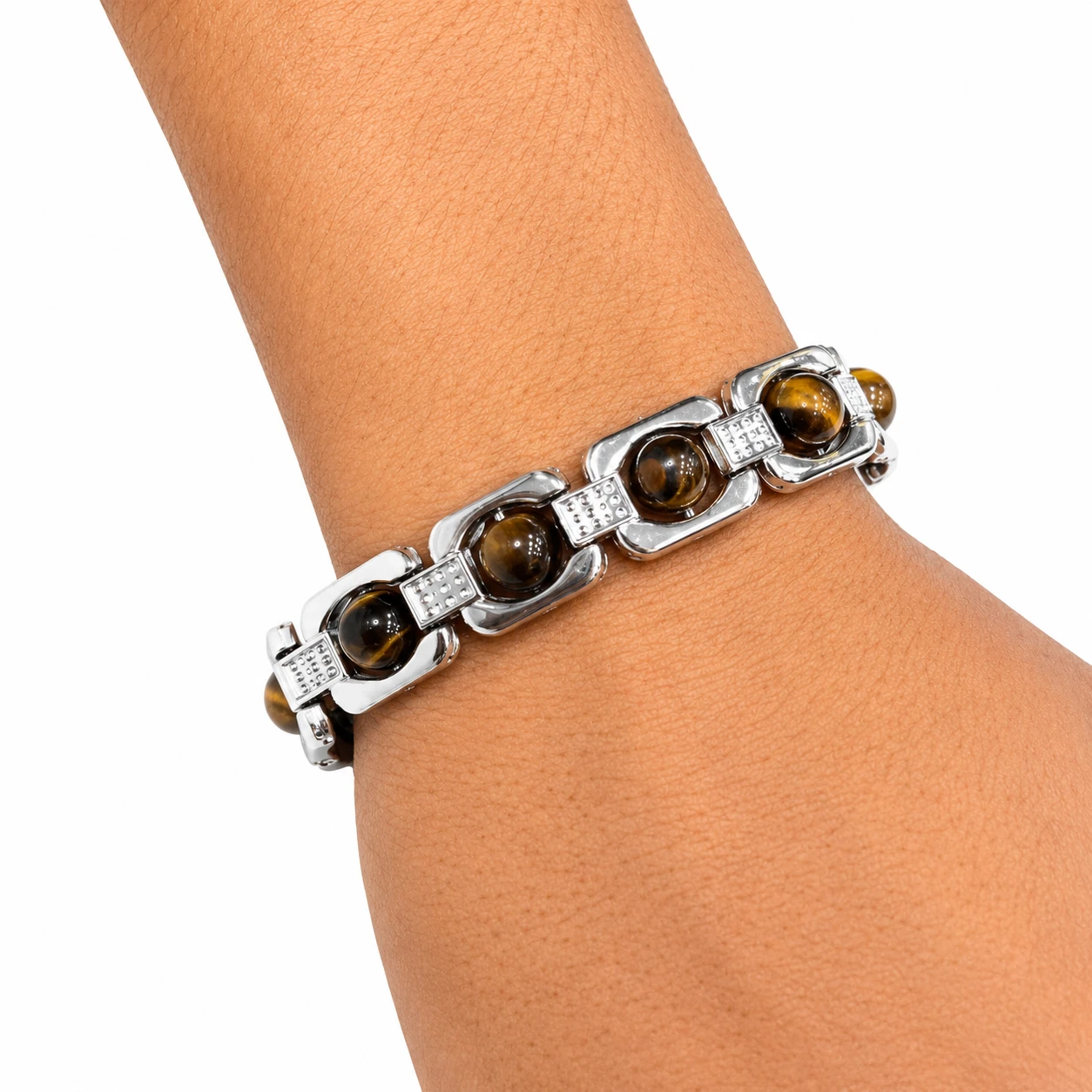 Tiger eyes metal bracelet